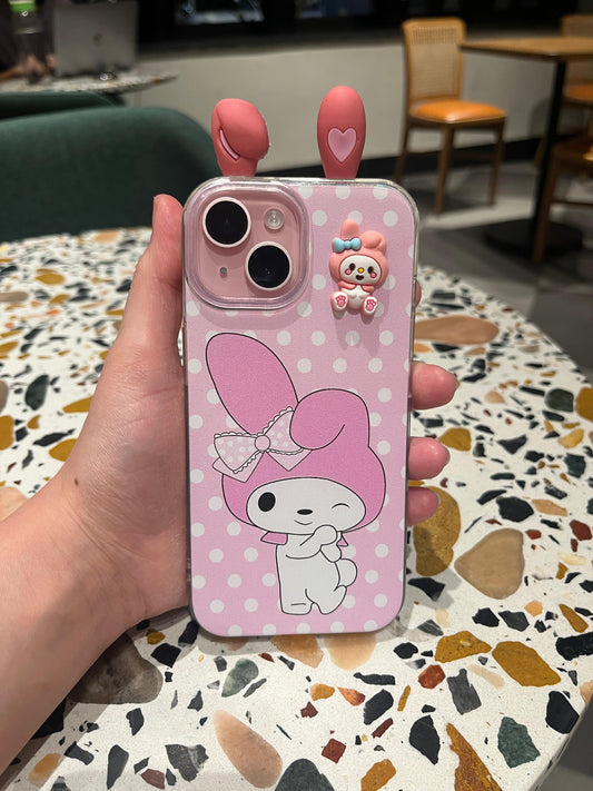 My Melody Pink Polka Dot iPhone Case with 3D Bunny Ears